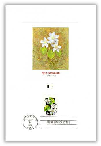 317　アネモネ 56049 - 1992 29c Wildflowers: Rue Anemone Proof Card (#2694