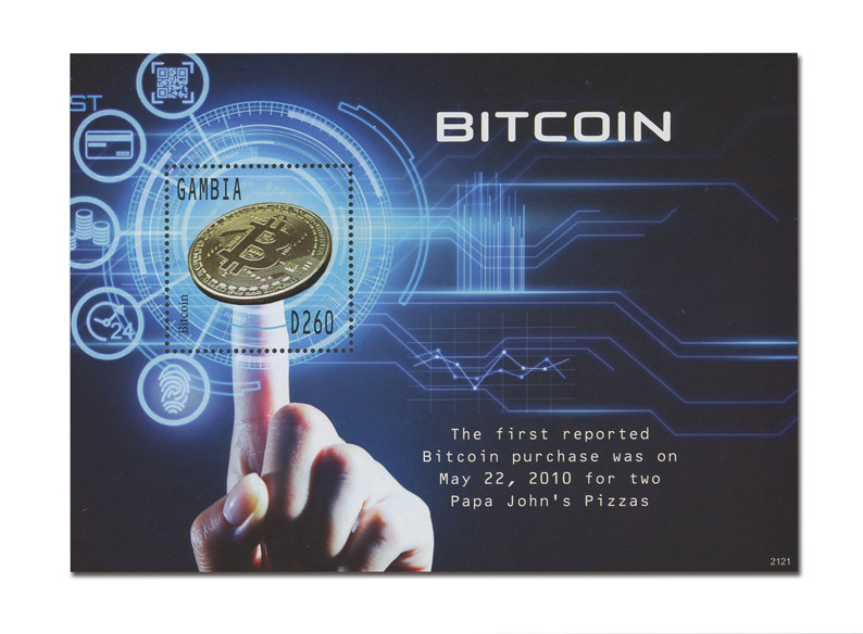 MFN197 - 2021 D260 Bitcoin Mint Souvenir Sheet, Gambia - Mystic Stamp  Company