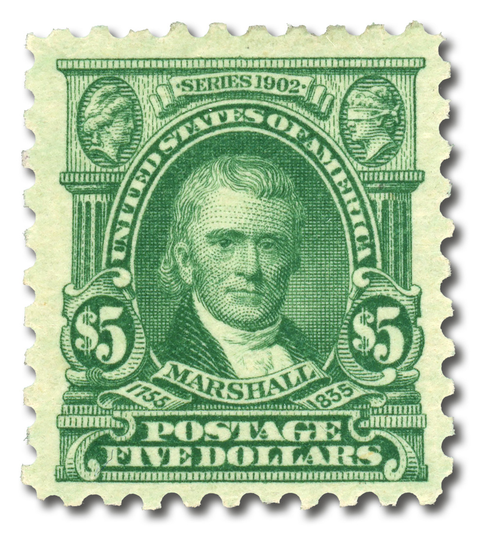 480 - 1917 $5 John Marshall, Light Green, Unwatermarked, Perf. 10