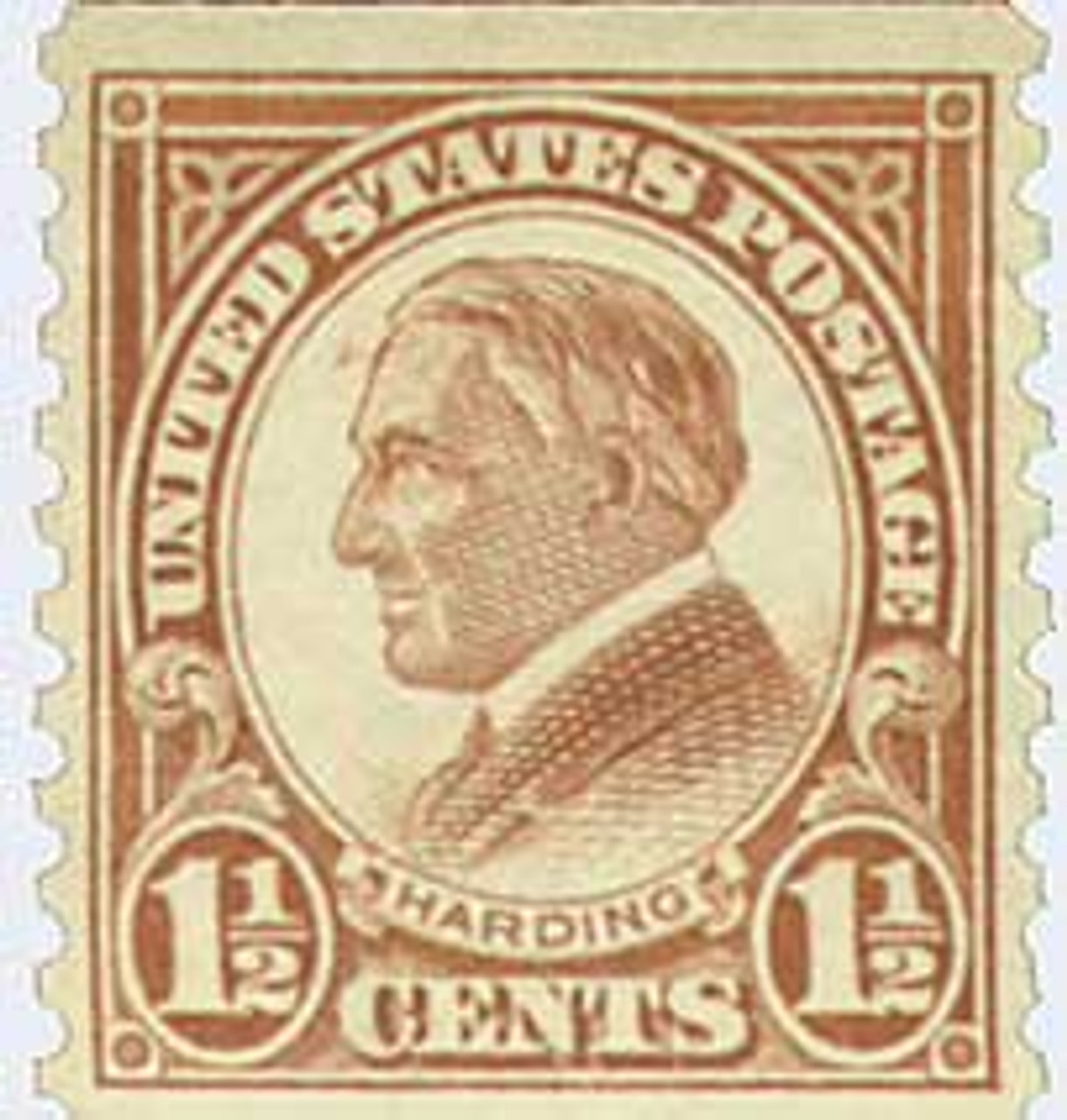598 - 1925 1 1/2c Harding, Deep Brown, Perf. 10 Vertically 598 - 1925 1 1/2c Harding, Deep Brown, Perf. 10 Vertically