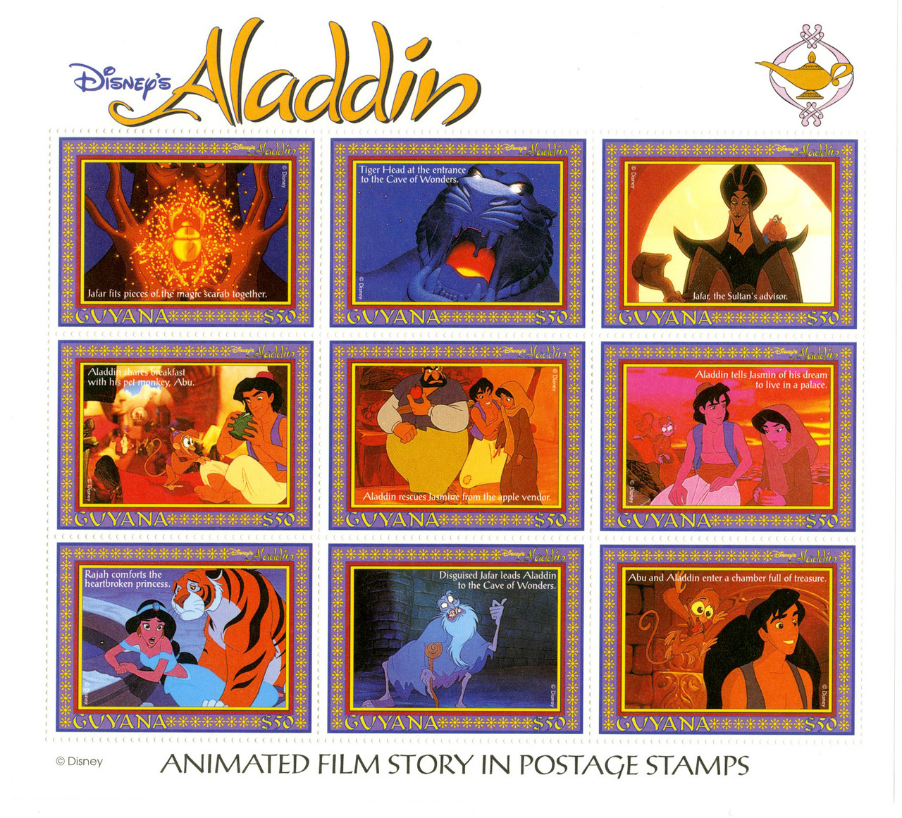 MDS356B - 1993 Disney's Film Characters - Aladdin, Mint, Sheet of