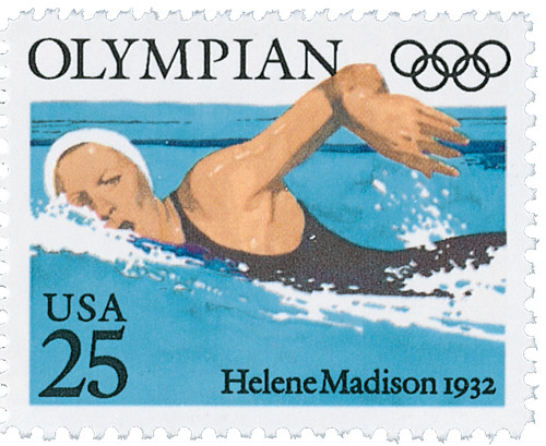 2500 - 1990 25c Olympians: Helene Madison - Mystic Stamp Company