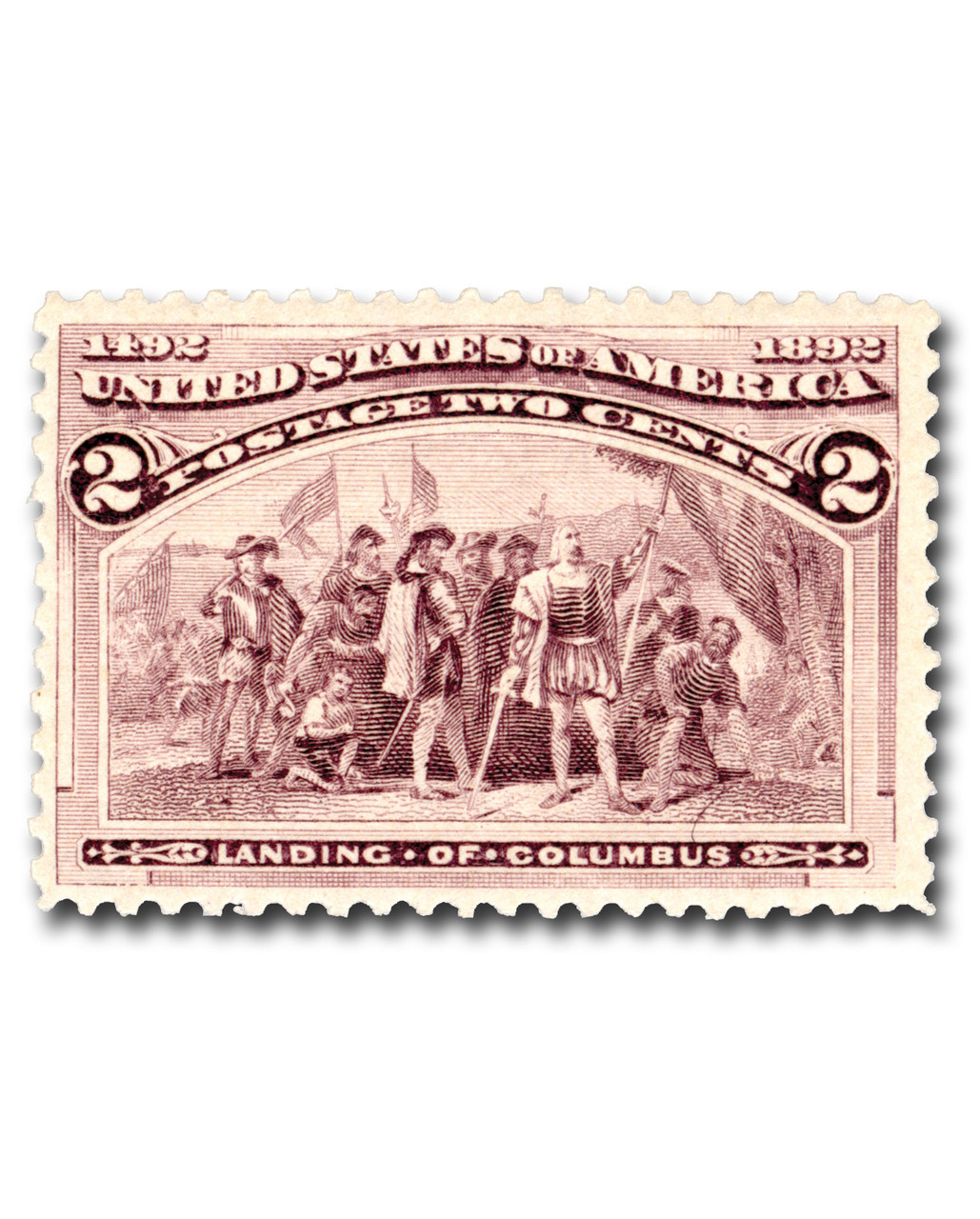 ご注文品　コロンブス準大苗×2 231 - 1893 2c Landing of Columbus, Brown Violet - Mystic Stamp Company