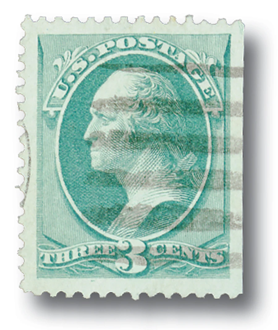 136A - 1870 3c Washington, Green, Hard Paper, I Grill, Perf. 12