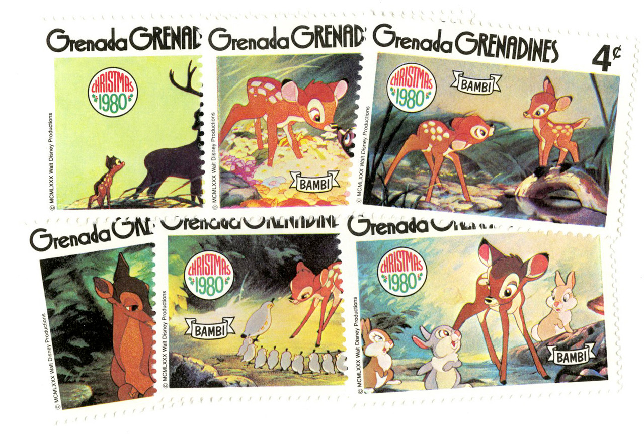 MDS130 - 1980 Disney Bambi's Christmas, Mint, Set of 6 Stamps