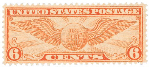 C19 - 1934 6c Winged Globe, Dull Orange - Mystic Stamp Company display picture 1