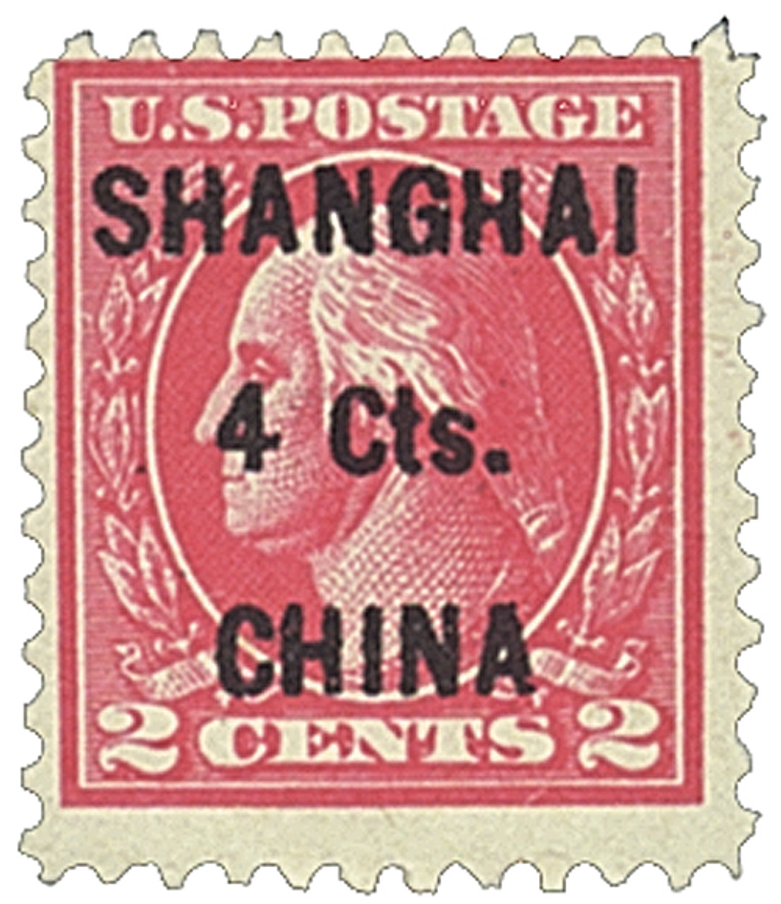 s☆t☆y☆k　Ｃ-167.168 K18 - 1922 4c on 2c Carmine, Shanghai Overprint - Mystic
