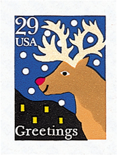 2802 - 1993 29c Christmas Greetings: Reindeer, self-adhesive
