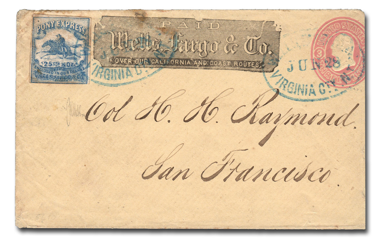 1330 ご参考 スフィア MA1909 - 1862-64 25c Wells Fargo & Co. Virginia City Pony Express