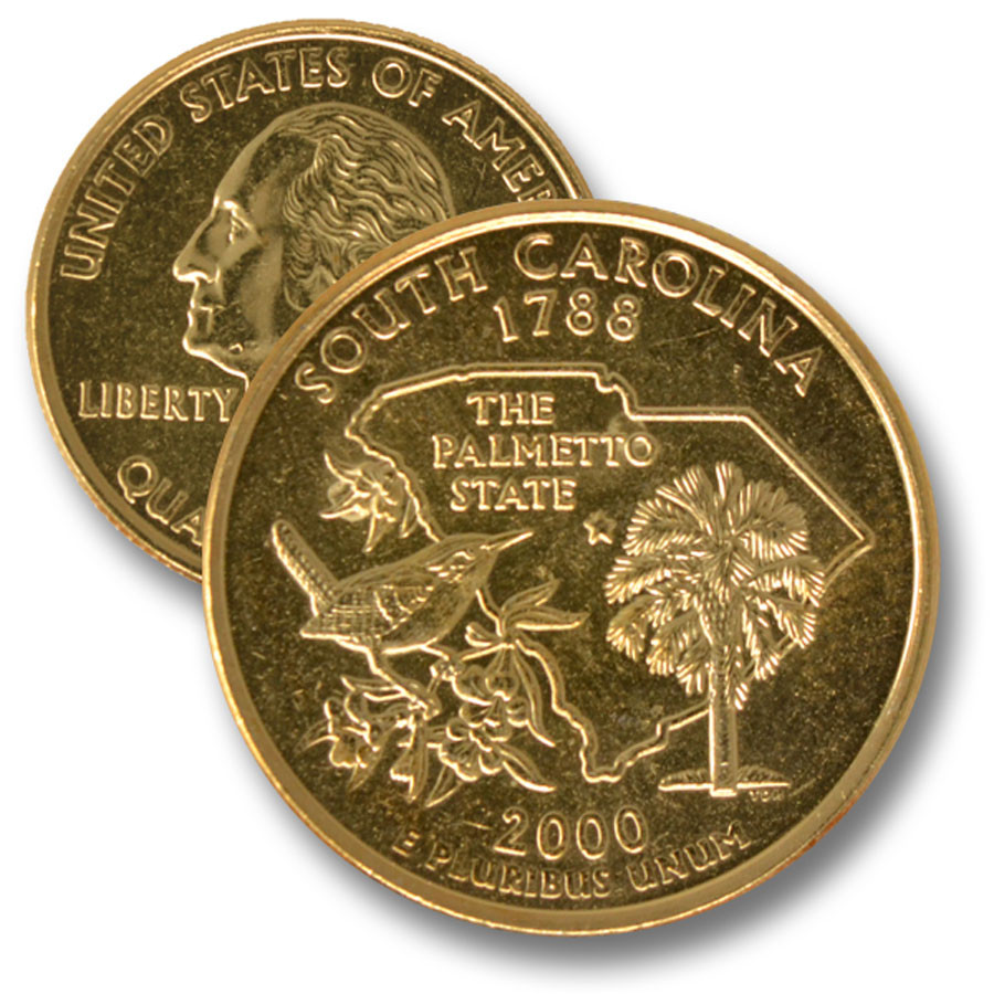 CNSC25G - 2000 SC State Quarter Gold Plate - Mystic Stamp Company