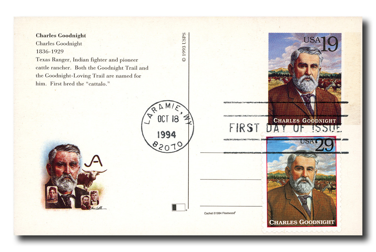 UX189 - 1994 19c Legends of the West, Charles Goodnight, First Day