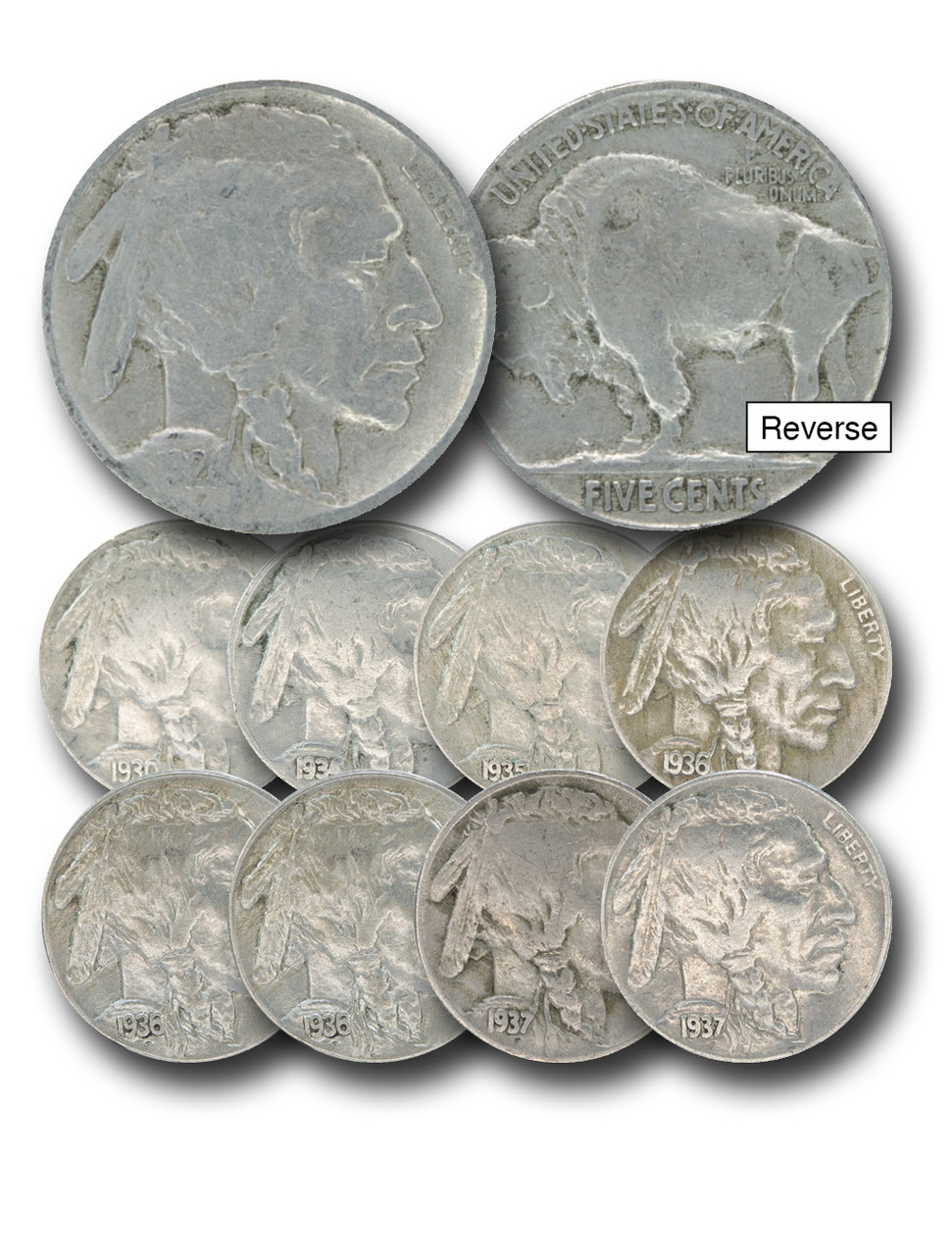 MCN125 - Buffalo Nickel, 10 Coins, Mystic Choice - Mystic Stamp