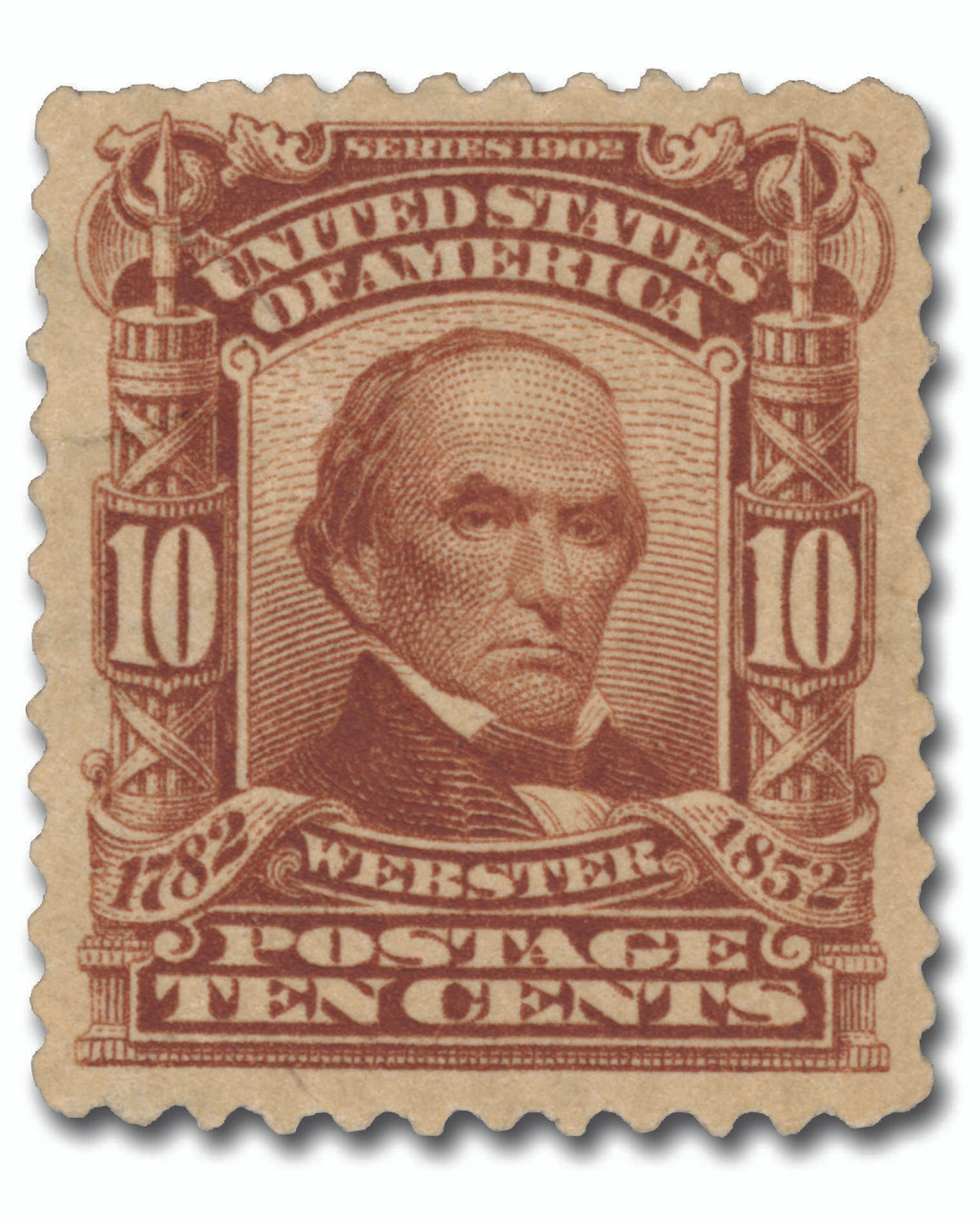 切手02 307 - 1903 10c Daniel Webster, Pale Red Brown, Double Line