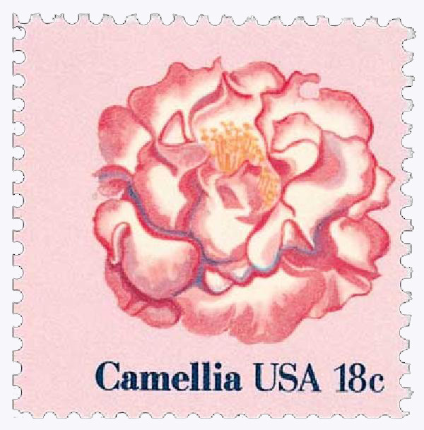 カメリア27 1877 - 1981 18c Flowers: Camellia - Mystic Stamp Company