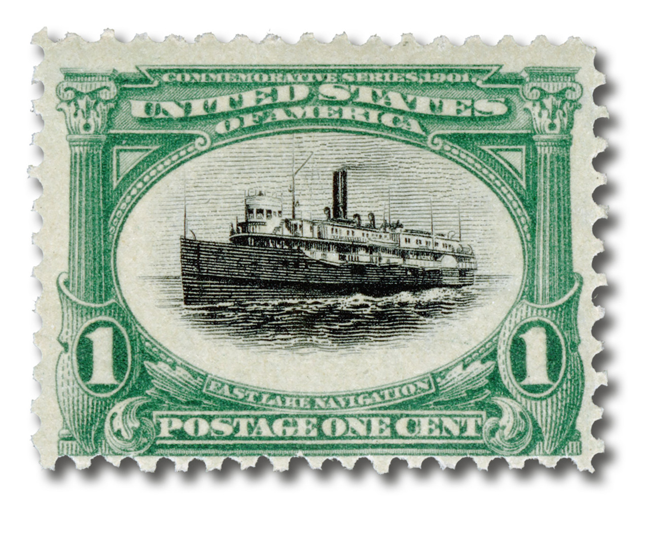 OLD USAページ 294 - 1901 1c Fast Lake Navigation, Green & Black - Mystic