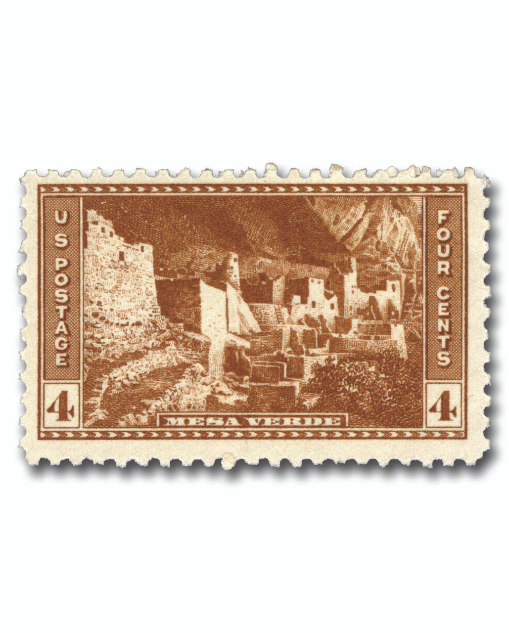 743 - 1934 4c Mesa Verde, Colorado, Brown, Perf. 11 - Mystic Stamp
