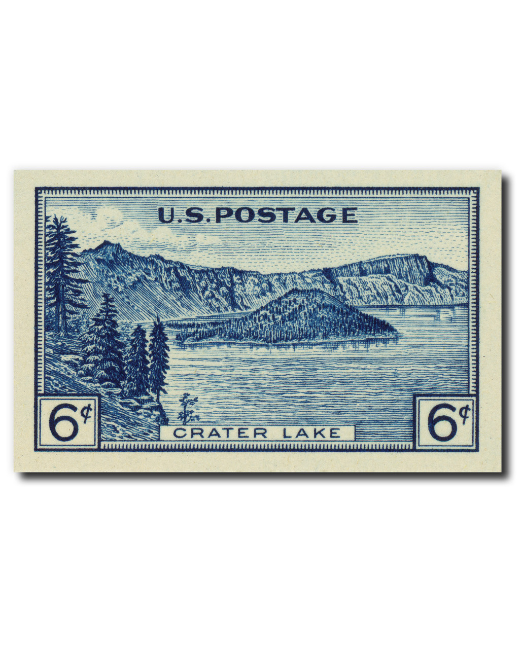 切手06 761 - 1935 6c Crater Lake, Oregon, Dark Blue, Imperf. - Mystic