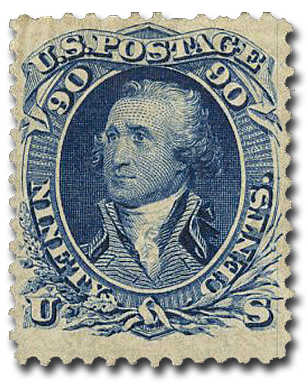 ◆ニチベイ◆バーチカル◆W107.5×H197◆O-2603BL5◆ 111 - 1875 90c Washington, Blue, Perf. 12 - Mystic Stamp Company