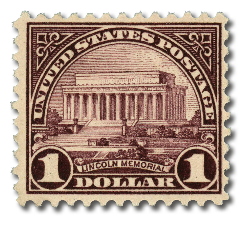 571 - 1923 $1 Lincoln Memorial, Violet Brown, Perf. 11 - Mystic