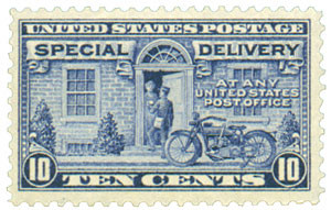 E12 - 1922 10c Special Delivery, Motorcycle Delivery, Gray Violet