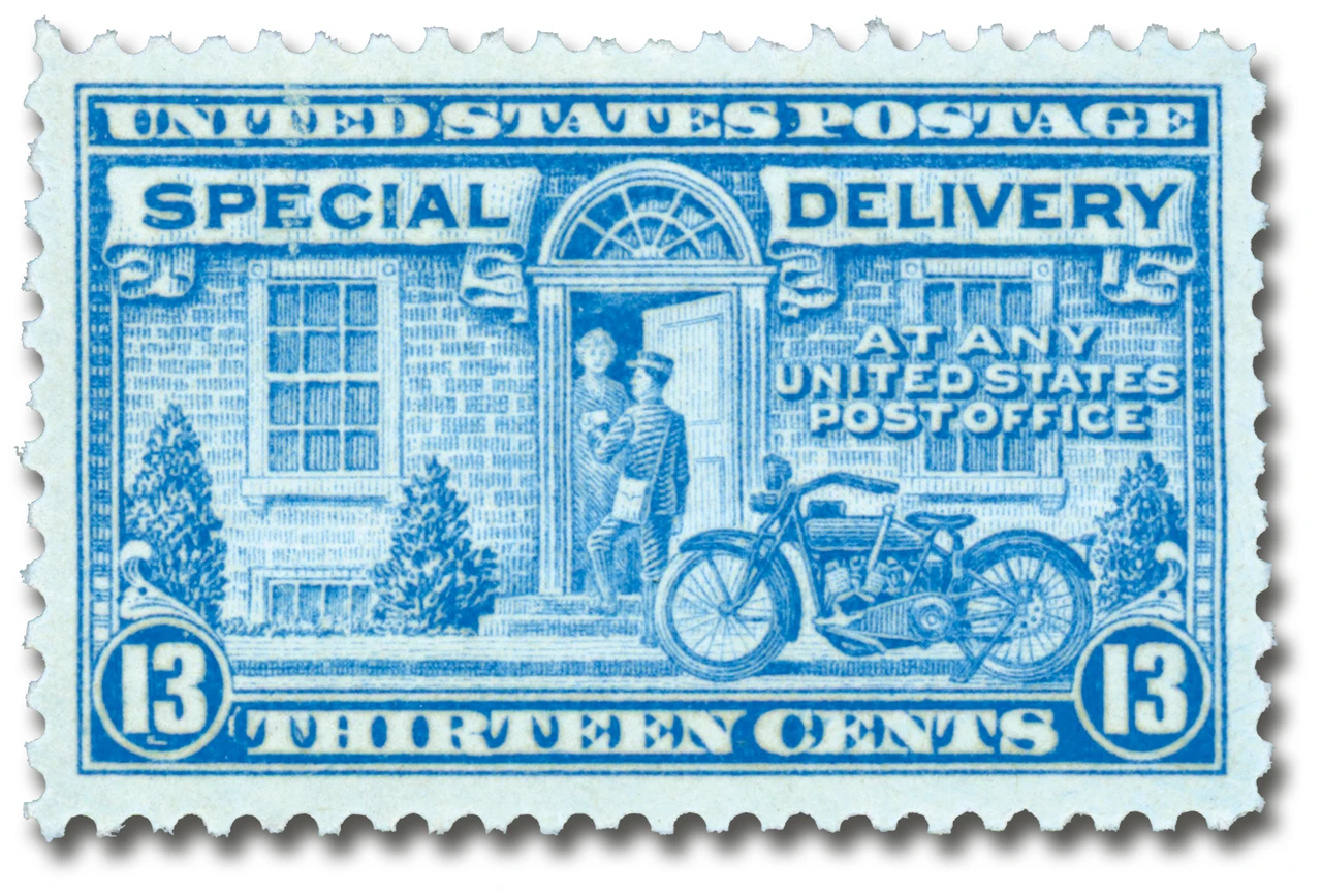 E17 - 1944 13c Special Delivery, Motorcycle Delivery, Blue, Perf