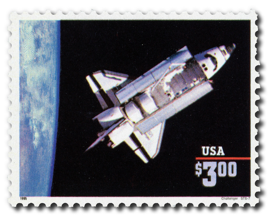 2544 - 1995 $3 Space Shuttle 'Challenger', Priority Mail - Mystic