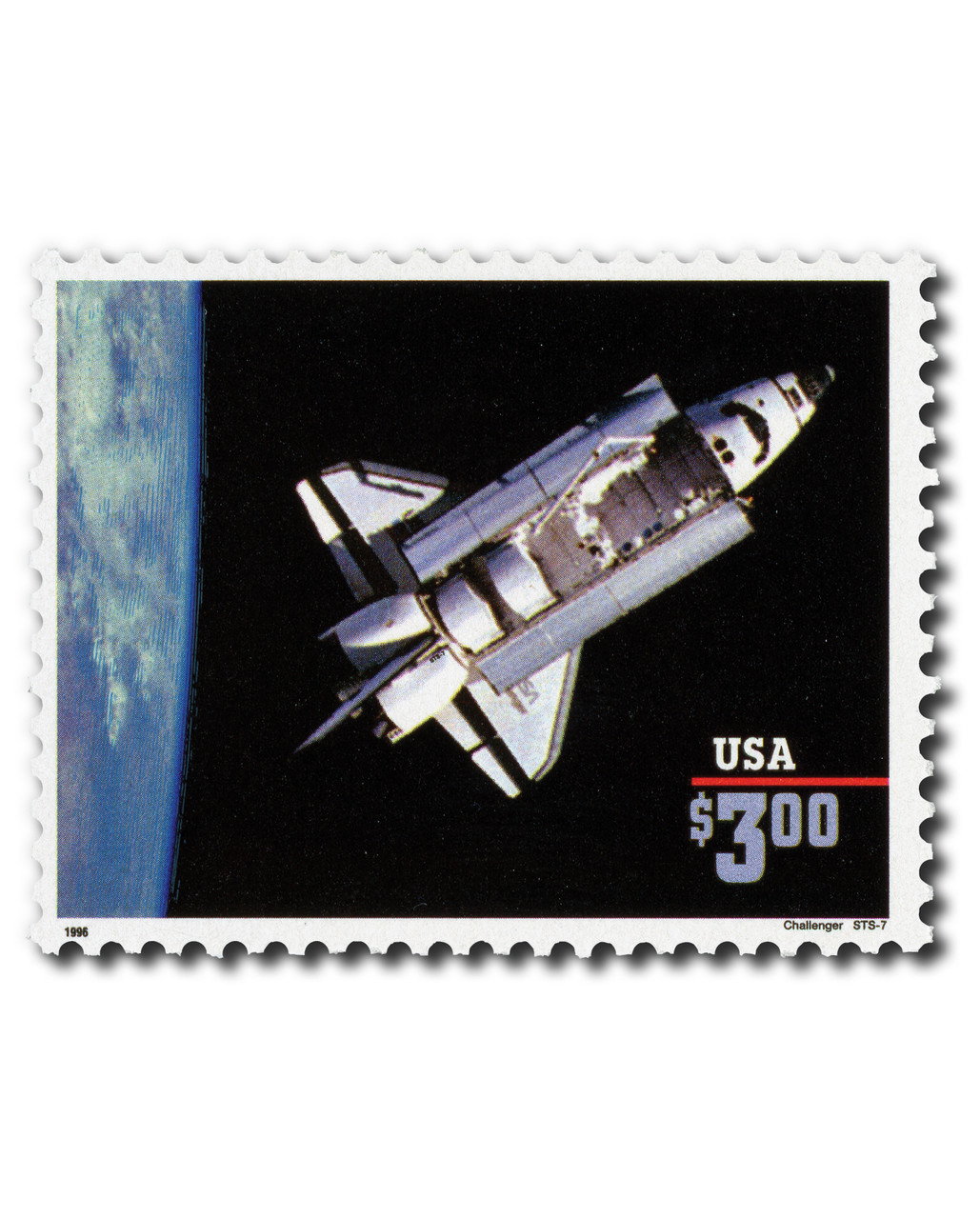 2544b - 1996 $3 Space Shuttle 'Challenger', Priority Mail - Mystic