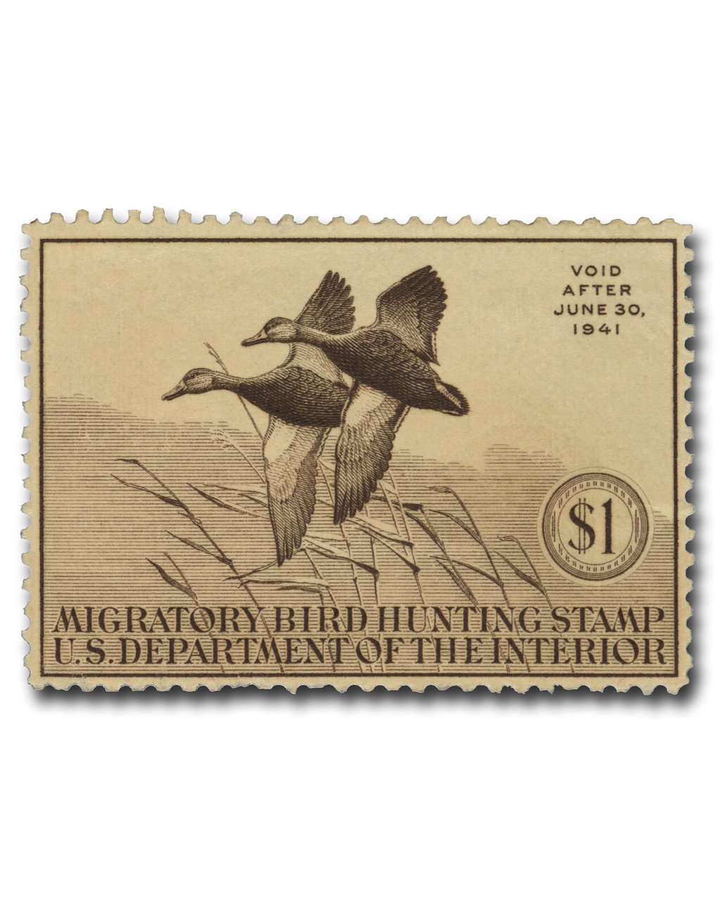 RW7 - 1940 $1.00 Federal Duck Stamp - Black Mallards - Mystic