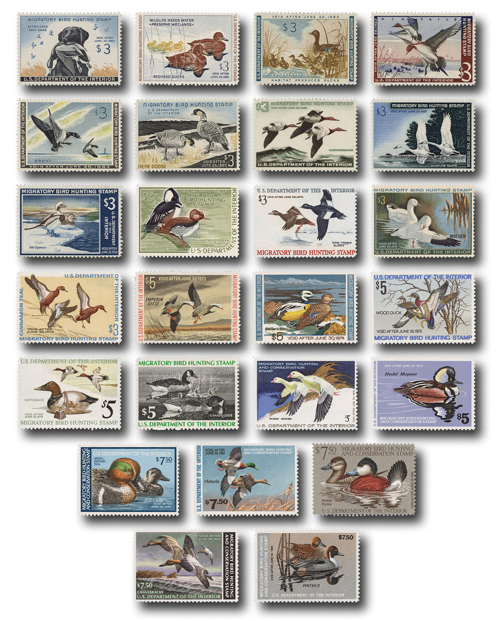 RW26-50 - 1959-83 US Duck Collection, 25 Stamps - Mystic Stamp Company