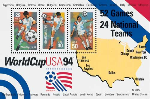 World Cup USA94 記念 2837 - 1994 29-50c World Cup Soccer, souvenir sheet - Mystic