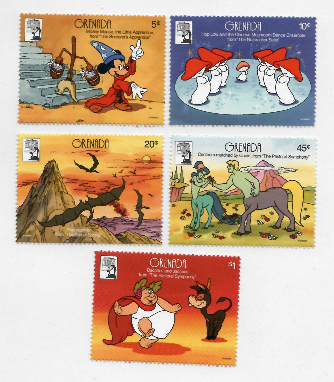MDS127 - 1991 Disney's Fantasia 50th Anniversary, Mint, Set of 5