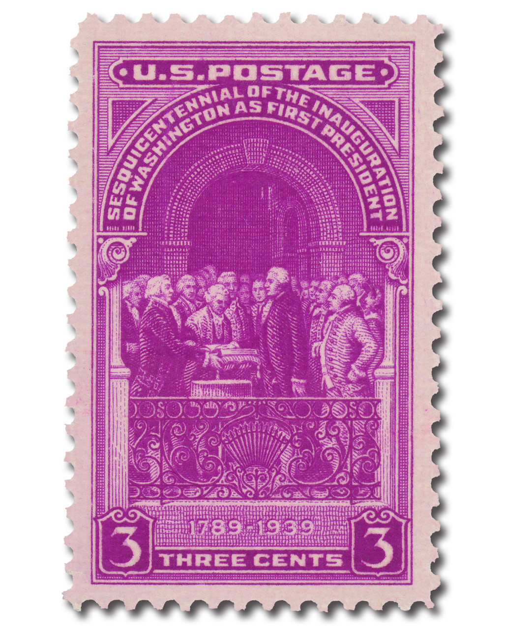 854 - 1939 3c Inauguration of Washington Sesquicentennial - Mystic