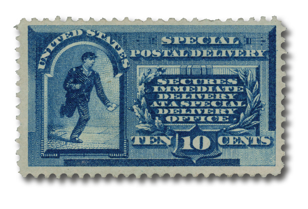 E1 - 1885 10c Special Delivery, Messenger Running, Blue - Mystic