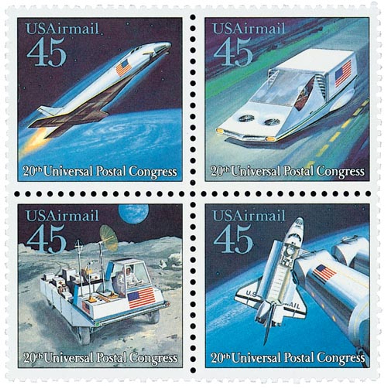 ミュージック POSTCARD GRAPHICS C122-25 - 1989 45c Future Mail Transportation - Mystic Stamp