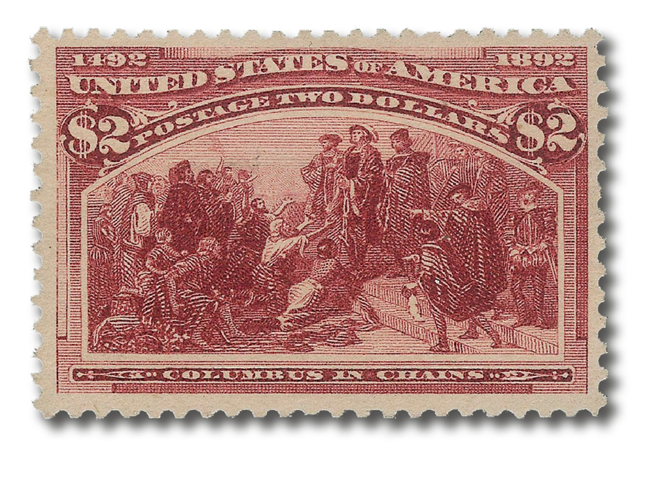 ディズニーのCOLUMBUS 242 - 1893 $2 Columbus in Chains, Brown Red - Mystic Stamp