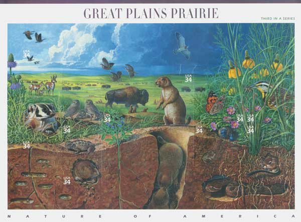 USPS 切手シート 10枚 Great Plains Prairie 2001 3506 - 2001 34c Nature of America: Great Plains Prairie - Mystic