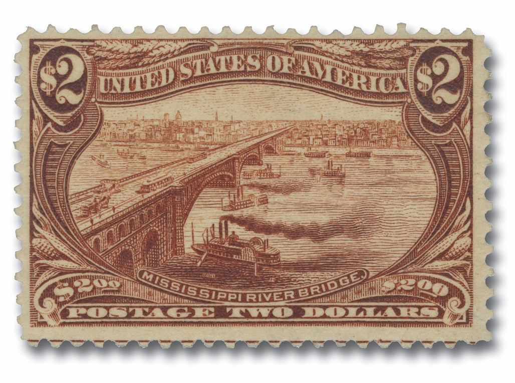 293 - 1898 $2 Mississippi River Bridge, Orange Brown - Mystic