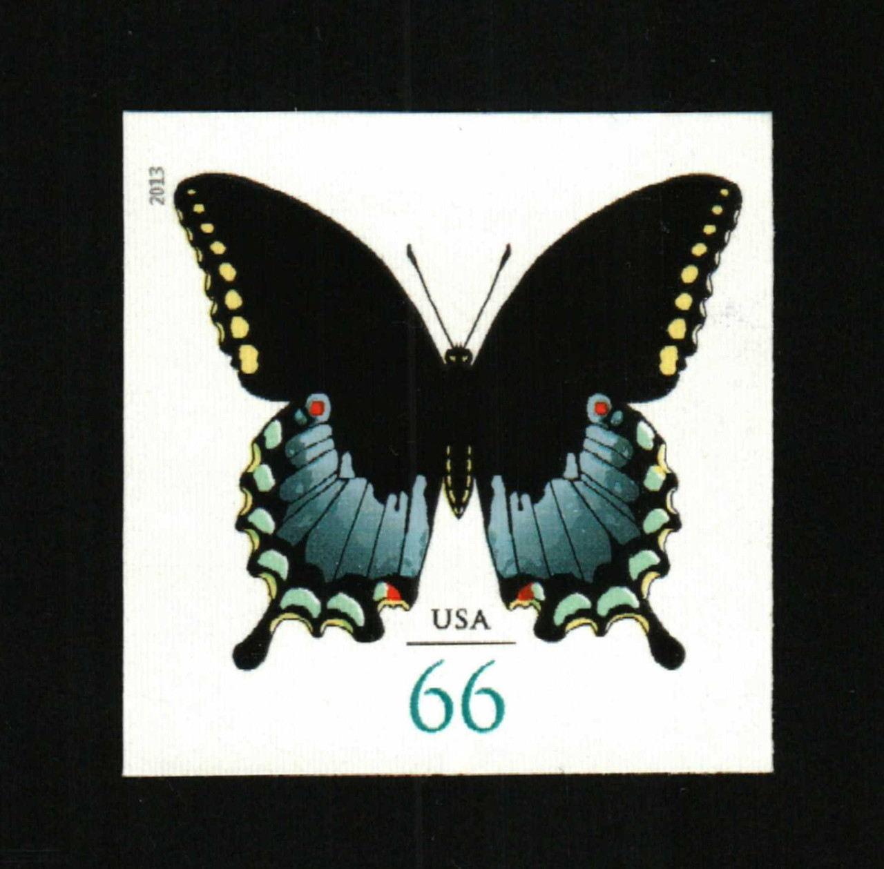 swallowtail.521様 4736a - 2013 66c Imperf Spicebush Swallowtail - Mystic Stamp Company
