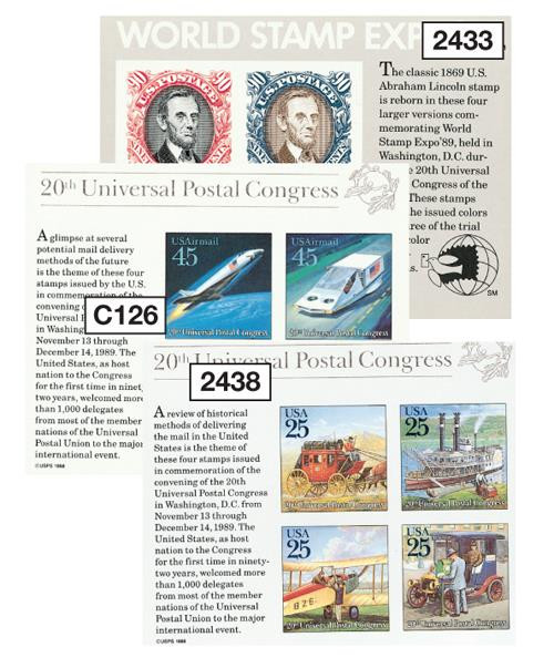 2433//C126 - 1989 Souvenir Sheets, Set of 3 - Mystic Stamp Company