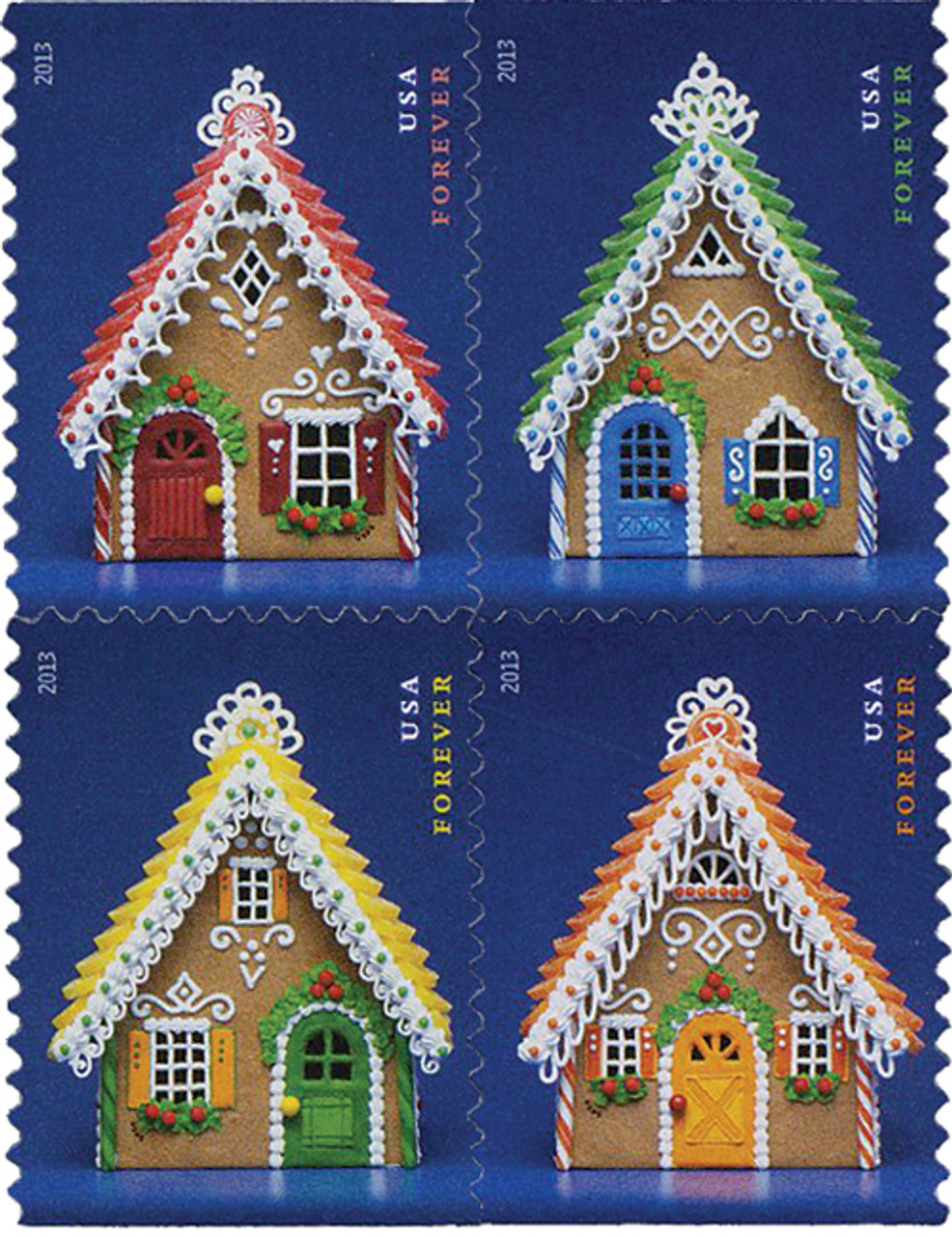 4820a - 2013 46c Gingerbread Houses, block of 4 stamps 4820a - 2013 46c Gingerbread Houses, block of 4 stamps