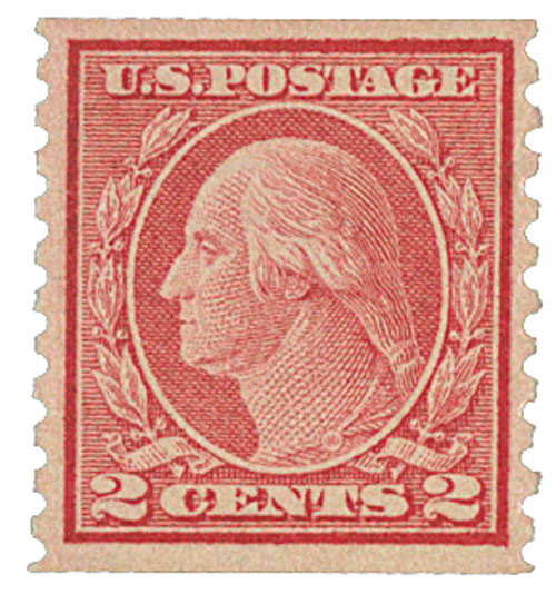 491 - 1916 2c Washington, Carmine, Unwatermarked, Type II, Perf