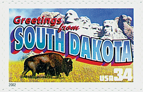 3601 - 2002 34c Greetings From America: South Dakota - Mystic
