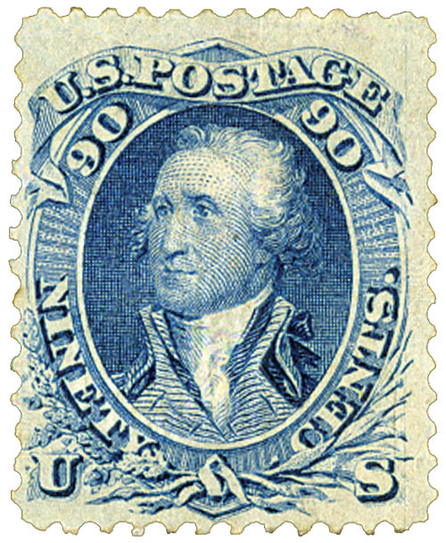 101 - 1868 90c Washington, Blue, F Grill, Perf. 12 - Mystic Stamp