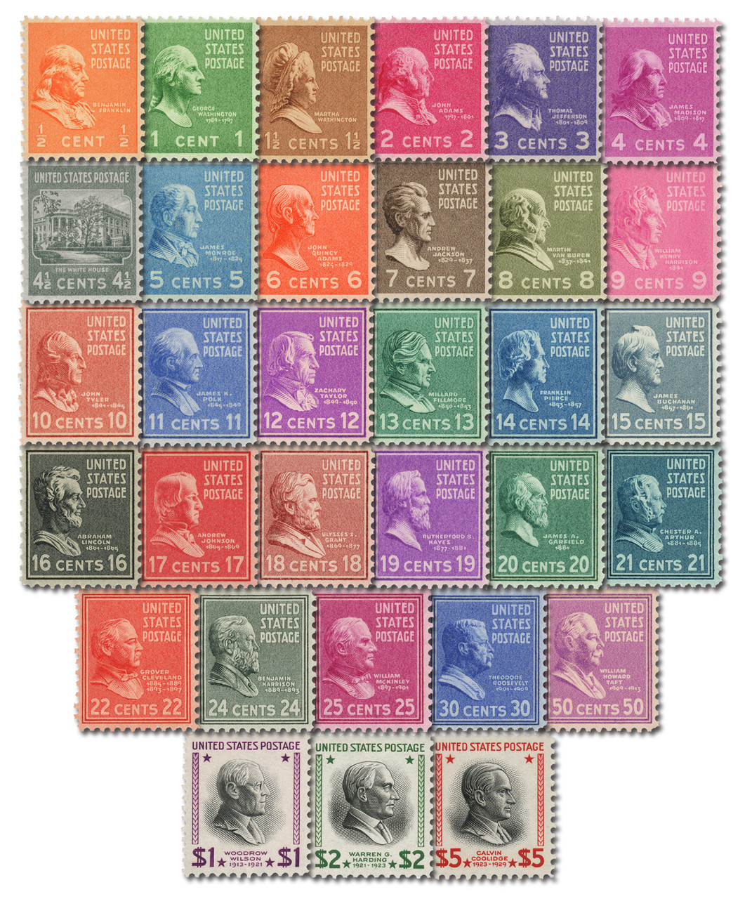 803-34 - 1938 US Presidential Series, Complete Set of 32 Stamps  display picture 1