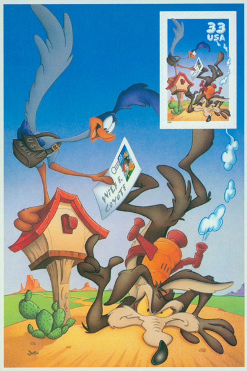 3391c 2000 33c Wile Coyote and Roadrunner, pane of stamp