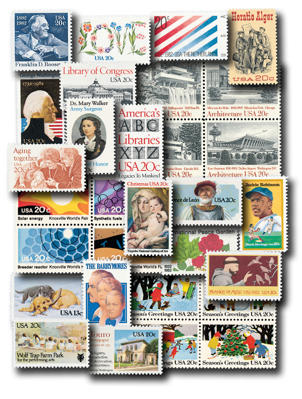 STAMPS of the WORLD 1980 EDITION　世界の切手 YS1982 - 1982 Commemorative Stamp Year Set - Mystic Stamp Company