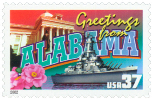 3696 - 2002 37c Greetings from America: Alabama - Mystic Stamp Company display picture 1