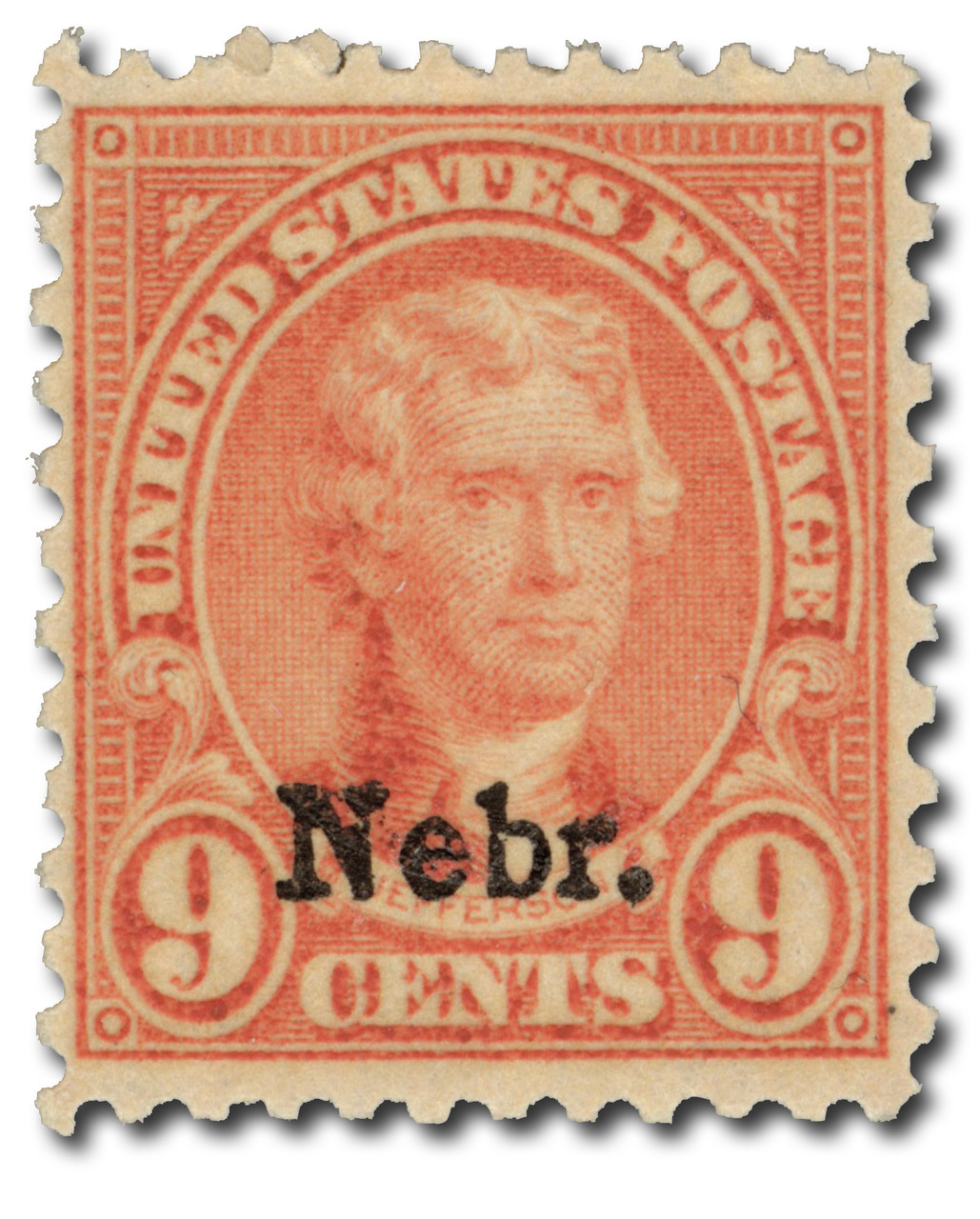 678 - 1929 9c Thomas Jefferson, Light Rose, Nebraska Overprint