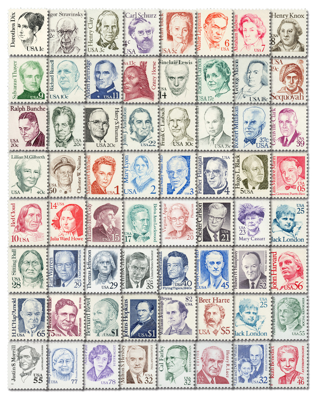 1844/2943 - 1980-99 Great Americans Series, Complete Set of 64