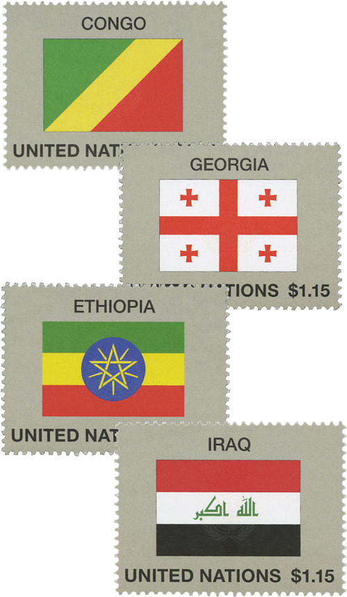 UN1154-57 - 2017 $1.15 Flags: Congo Republic, Ethiopia, Georgia